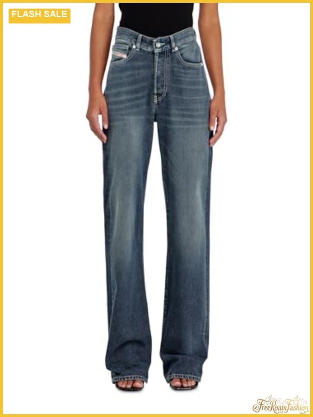 Regular Straight High Rise Jeans Cotton Lyocell Blend 32W 30L